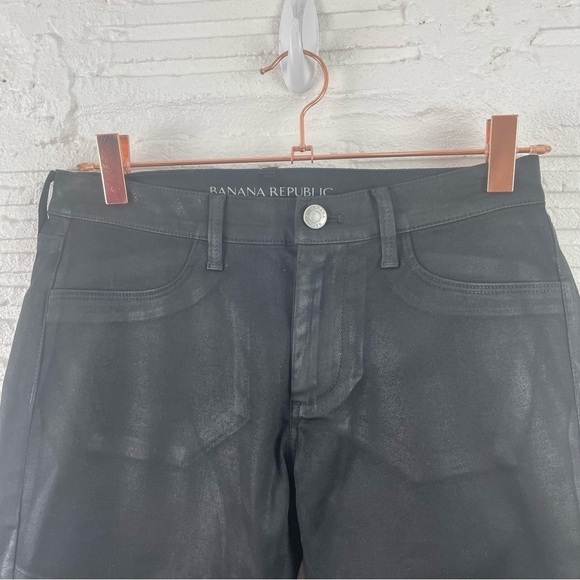 Banana Republic Luxe Sateen Coated Black Skinny Jeans Size 25 - Picture 2 of 15